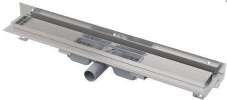 Przejdź do produktu Odpływ liniowy niski 100 cm do zabudowy przy ścianie 5,5 cm wysokości Alcaplast APZ104 z rusztem PURE APZ104-950-PURE-950 stal połysk