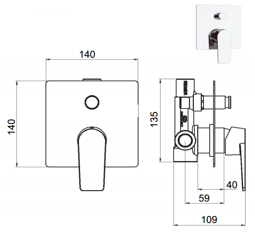 Bateria prysznicowa podtynkowa Remer Dream D09CR