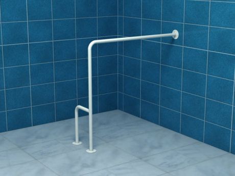 Przejdź do produktu Uchwyt łazienkowy dla osób niepełnosprawnych typu H 80x80 cm, prawy, mocowany do podłogi i ściany biały Makoinstal 32-UWCP
