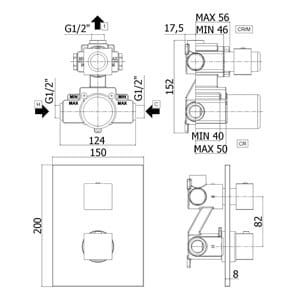 Bateria prysznicowa podtynkowa termostatyczna Paffoni Level LEQ513CR
