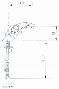 Bateria bidetowa bronzo Reitano Atea R318 rysunek techniczny