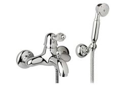 Bateria wannowa ścienna Retro ze słuchawką prysznicową i kryształami Swarovskiego Giulini Harmony Crystal 9501/S chrom