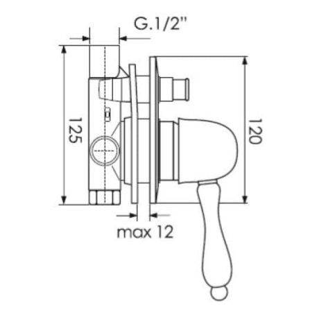 Przejdź do produktu Bateria prysznicowa podtynkowa Retro 2-drożna z przełącznikiem, kryształ Swarovskiego Giulini Harmony Crystal 9563/S bronzo