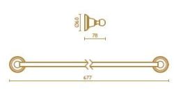 Akcesoria łazienkowe wieszak 60 cm B&A seria Canova CA 212 bronzo rysunek techniczny