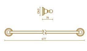 Akcesoria łazienkowe wieszak 60 cm B&A seria Canova CA 212 bronzo rysunek techniczny