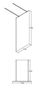 Kabina prysznicowa walk in 140x195 cm z panelem bocznym 50 cm Besco Aveo Due 140 rys. tech.