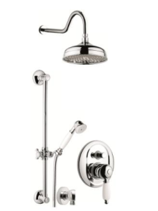 Zestaw prysznicowy Retro podtynkowy z deszczownicą, słuchawką prysznicową na drążku i baterią podtynkowa Emmevi Laguna LAG015ZN1A chrom