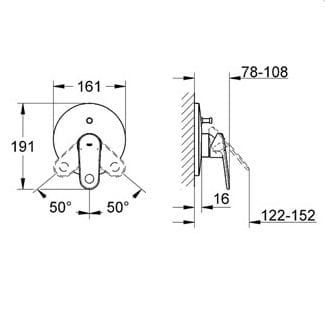 Przejdź do produktu Bateria prysznicowa podtynkowa  z przełacznikiem Grohe Europlus 19536 002 chrom