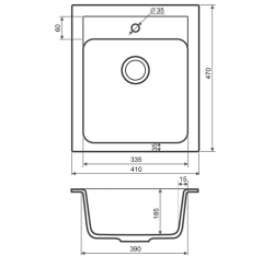 Zlewozmywak granitowy jednokomorowy 41x47 cm Darfor DG011