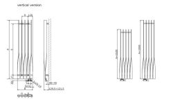 Grzejnik dekoracyjny pionowy 160x41 cm Terma Cyklon 1600x410 ryzunek techniczny