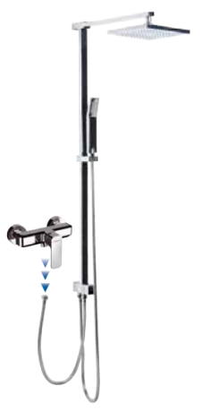 Przejdź do produktu Zestaw prysznicowy z kwadratową deszczownicą i baterią ścienną Sapho Spy 1202-16+PY11 chrom
