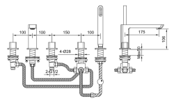  Bateria wannowa 5-otworowa Kohlman Foxal QB242F chrom rys. tech.