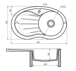 Zlewozmywak granitowy jednokomorowy 85x55 cm Darfor DG001