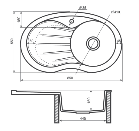 Przejdź do produktu Zlewozmywak granitowy jednokomorowy 85x55 cm Darfor DG001 biały