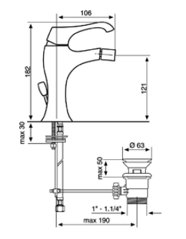 Bateria bidetowa z korkiem Emmevi Ares 76004CR 