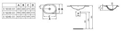 Umywalka wpuszczana w blat 55x43 cm Ideal Standard Connect E504701 rysunek techniczny