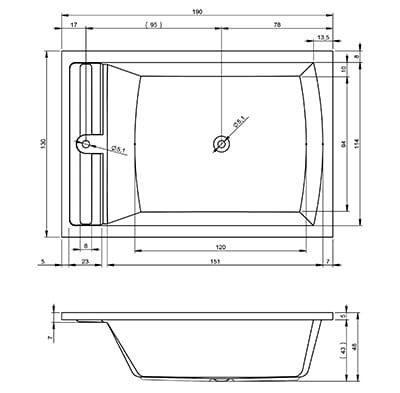 Przejdź do produktu Wanna prostokątna 190x130cm do zabudowy Riho Savona B065001005 biały połysk
