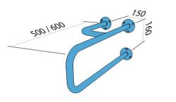 Uchwyt dla niepełnosprawnych 50 cm trójnóg lewy, ścienny biały Makoinstal 32-UUL rys.tech.