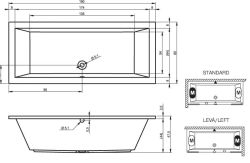 Wanna prostokątna Lusso 190x80cm B015001005 rys.tech