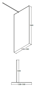Kabina prysznicowa walk in 130x195 cm z panelem bocznym 50 cm Besco Aveo 130 rys. tech.