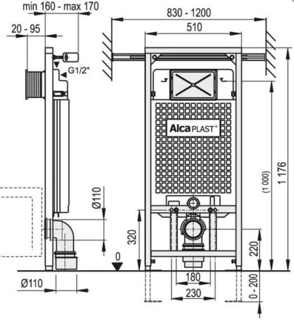 Przejdź do produktu Stelaż podtynkowy do WC z belką rozporową Alcaplast AM102-1120 mm