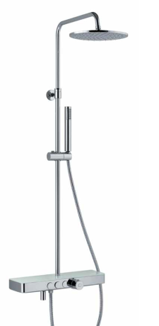 Przejdź do produktu Zestaw prysznicowy z deszczownicą, baterią termostatyczną i półeczką Sphera Docce TM3170699CR chrom