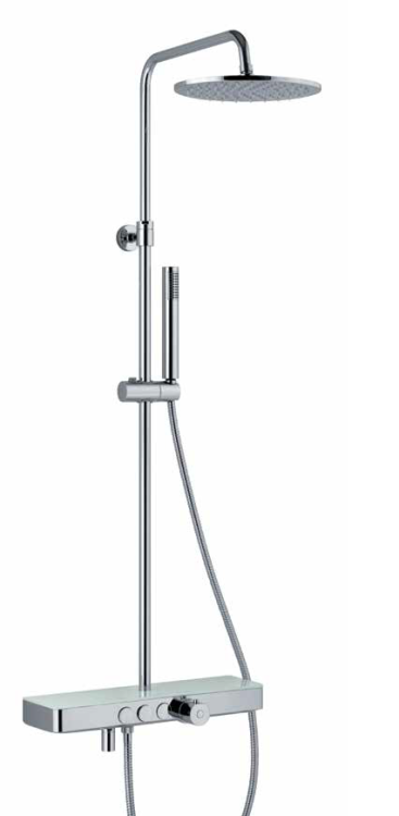 Zestaw prysznicowy z deszczownicą, baterią termostatyczną i półeczką Sphera Docce TM3170699CR chrom
