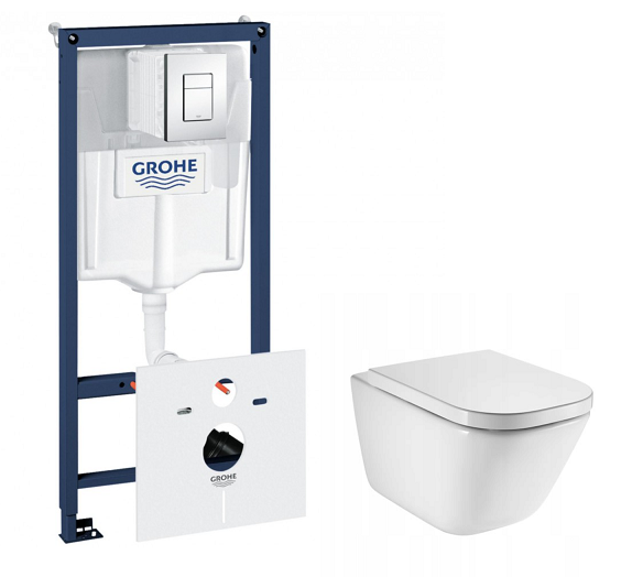 Stelaż podtynkowy do WC Grohe Rapid SL z miską WC Roca Gap i deską wolnoopadającą wypinaną A34647L000+A80148200U+38827000