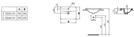 Przejdź do produktu Umywalka prostokątna wpuszczana w blat 58x43 cm Ideal Standard Connect E504401