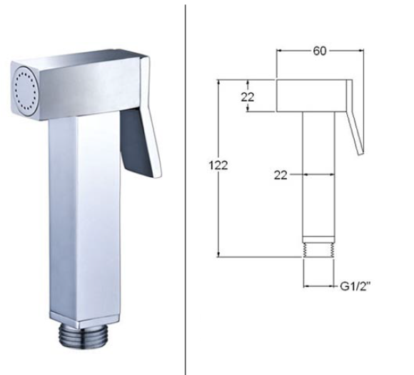 Bidetka słuchawka bidetowa z baterią i uchwytem komplet chrom Sapho 1102-40+BS129+AQ591+FLEX100 chrom