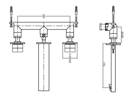 Bateria umywalkowa 3-otworowa podtynkowa Kohlman Excelent QW190H chrom rys. tech.