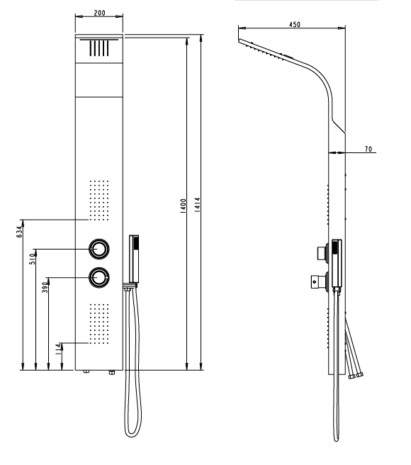 Sphera Docce panel prysznicowy wielofunkcyjny z mieszaczem biały CLAL11CC3B