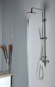 Zestaw prysznicowy z okrągłą deszczownicą 20 cm, baterią i słuchawką prysznicową kompletny Sapho Trevia TN139 chrom