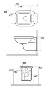 Kerasan Waldorf Czarna miska wisząca WC 411504
