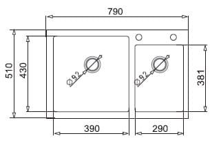 Zlewozmywak granitowy 79x51 1 3/4B Pyramis Diplos czarny 070006601 
