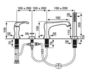 Bateria wannowa 4-otworowa Emmevi Ares 76120CR 