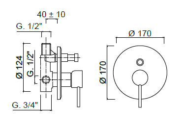 Bateria prysznicowa podtynkowa Giulini Futuro 6513 czarny mat rys.tech.