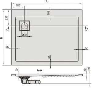 Brodzik prostokątny 90x180 cm Sanplast B/SPACE 615-110-0160-01-000