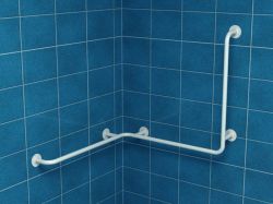 Uchwyt łazienkowy dlaosób niepełnosprawnych kątowy 60x60x60 cm, poziomo-pionowy, lewy, ścienny, biały Makoinstal 32-UPPL