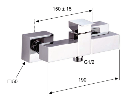 Przejdź do produktu Bateria prysznicowa ścienna, geometryczna forma z pokrętłem z prawej strony Sapho Latus 1102-21 chrom