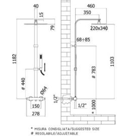 Zestaw prysznicowy z deszczownicą i z termostatem Paffoni ZCOL665CR