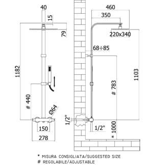 Zestaw prysznicowy z deszczownicą i z termostatem Paffoni ZCOL665CR