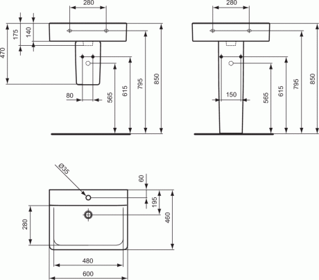 Przejdź do produktu Umywalka naszafkowa Cube 60x46 cm Ideal Standard Connect E810301