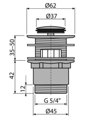 Przejdź do produktu Spust umywalki klik-klak 5/4'' metalowy, z przelewem Alcaplast, A39
