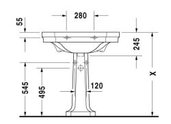 postument do umywalki Seria 1930 Duravit rys.tech.