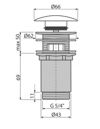 Przejdź do produktu Spust umywalki klik-klak 5/4" metalowy z przelewem Alcaplast A392B, duży korek 
