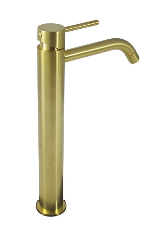Bateria umywalkowa pionowa wysoka 31 cm Paffoni Light bez korka LIG081HGSP złoty mat