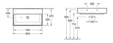 Przejdź do produktu Villeroy&Boch Memento Umywalka 80x47 cm do montażu z meblami bez otworu na armaturę