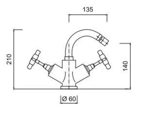 Bateria bidetowa z korkiem automatycznym Giulini G5 7959 złoty rys.tech.