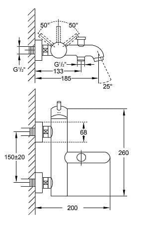 Bateria wannowo prysznicowa Steinberg seria 100 chrom 1001100 